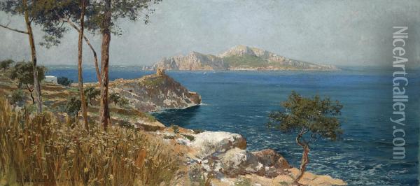 Capri From Sorrento Oil Painting - Carlo Brancaccio