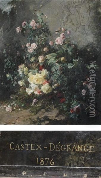 Buisson De Fleurs Aux Armes Et A La Devise De La Famille Thy De Milly Oil Painting - Adolphe Louis (Napolean) Castex-Degrange