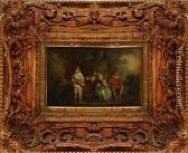Comediens Dans Un Parc Oil Painting - Watteau, Jean Antoine
