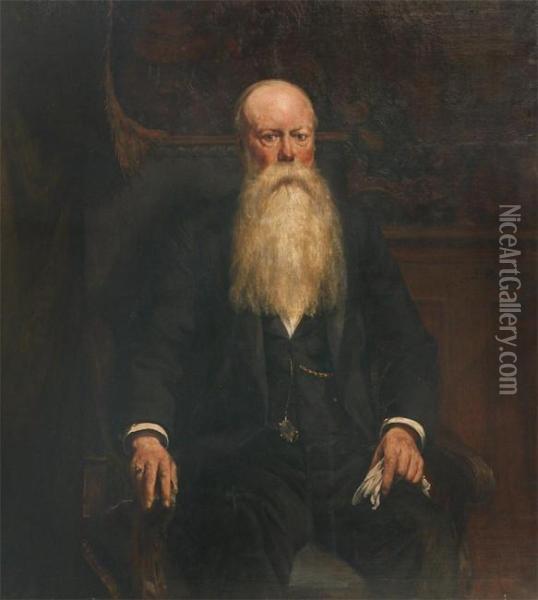 Portrait Of A Bearded Man, Seated Oil Painting - Jules Rullens