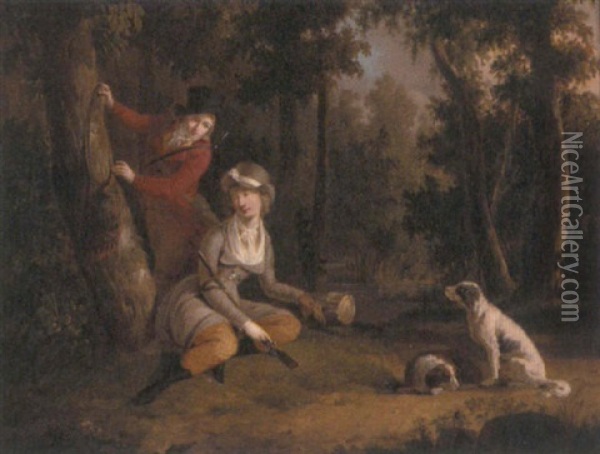 The Hunter's Secret Courtship Oil Painting - Auguste-Xavier Leprince