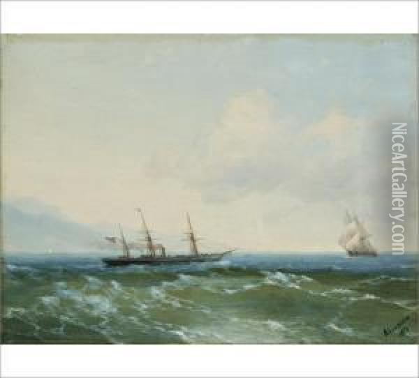 Sailing Ships At The Sea Oil Painting - Ivan Konstantinovich Aivazovsky