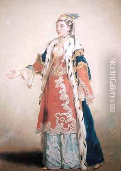Frankish Woman from Pera Constantinople 1738-43 Oil Painting - Etienne Liotard