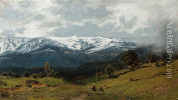 Alpenlandschaft Oil Painting - Paul von Ravenstein