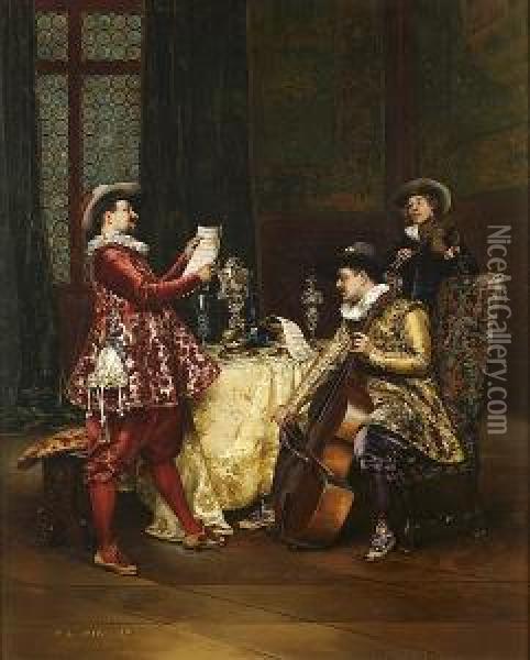 The Music Party Oil Painting - Adolphe-Alexandre Lesrel