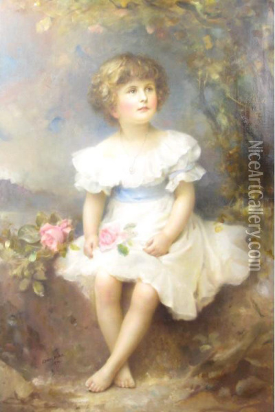 Portrait Of A Young Child Oil Painting - Edward Hughes