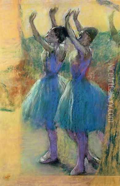 Two Blue Dancers Oil Painting - Edgar Degas