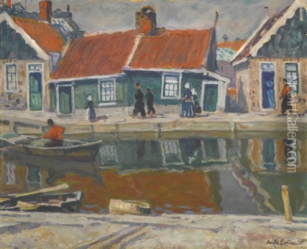 Dutch Canal Oil Painting - Arnold Borisovich Lakhovsky