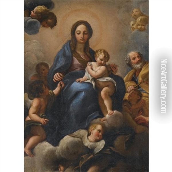 The Holy Family Surrounded By Putti Oil Painting - Carlo Maratta