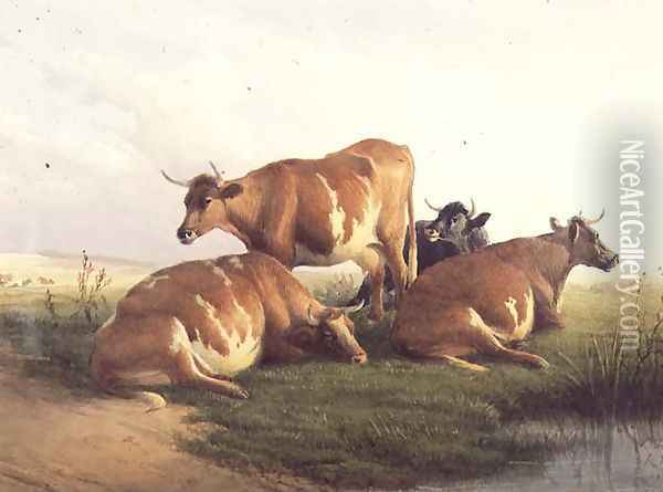 Cattle in a Landscape 2 Oil Painting - Thomas Sidney Cooper