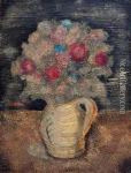 Flowers In A Clay Vase Oil Painting - Jankel Adler