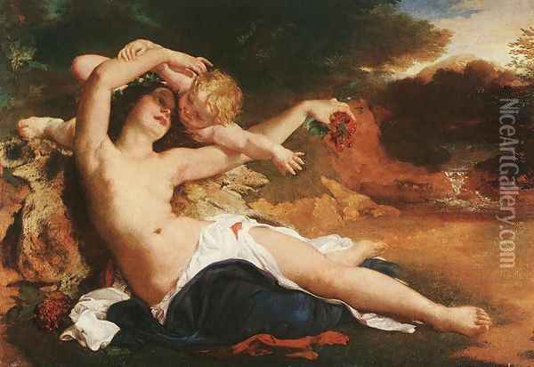 Venusz es Amor, 1850 Oil Painting - Karoly Brocky