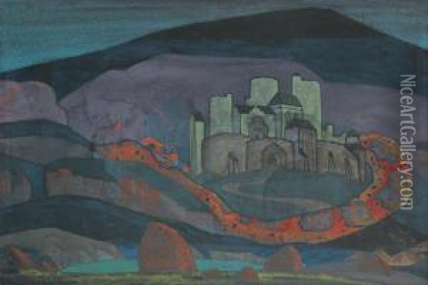 The Doomed City Oil Painting - Nicolaj Konstantinov Roerich