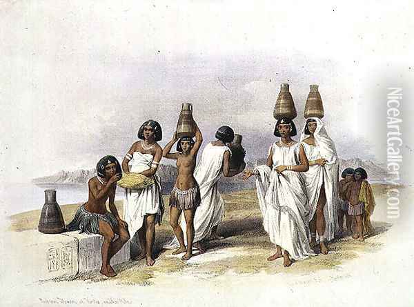 Nubian Women at Kortie on the Nile, from Egypt and Nubia, Vol.1 Oil Painting - David Roberts