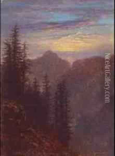 Abendliche Mittelgebirgslandschaft Oil Painting - Carl Gustav Carus