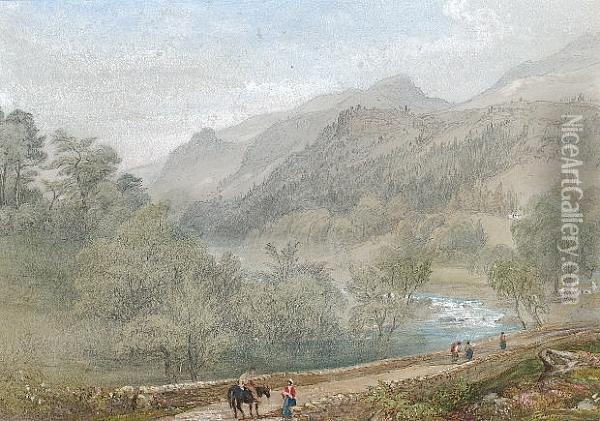 Pont Aberglaslyn, North Wales Oil Painting - William Andrews Nesfield