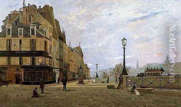 Sur les Quais, Paris, 1875 Oil Painting - Hippolyte Camille Delpy