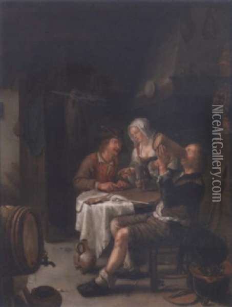 Peasants In An Inn Oil Painting - Frans van Mieris the Elder