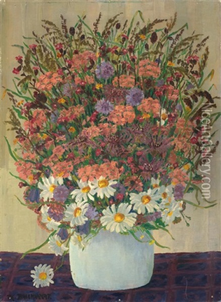 Still Life Of Flowers Oil Painting - Philipp Bauknecht