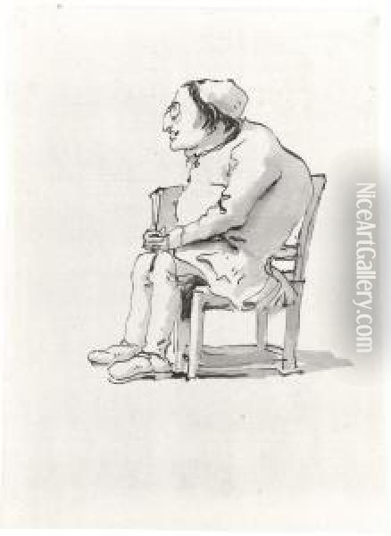 Caricature Of A Seated Oil Painting - Giovanni Battista Tiepolo