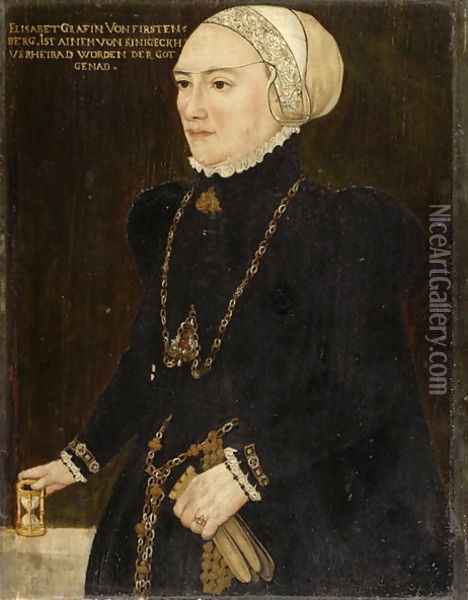 Portrait of Countess Elizabeth von Fuerstenberg, c.1550 Oil Painting - Hans, the Younger Schoepfer or Schopfer