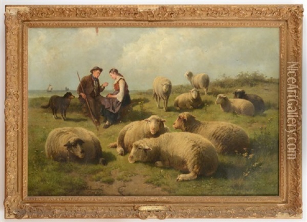 In The Pasture Oil Painting - Theodore Gerard