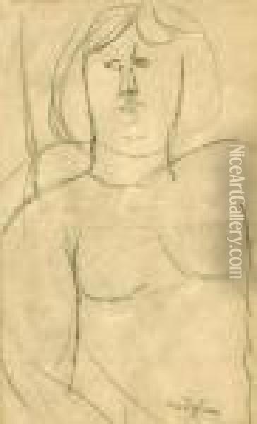 Famme (au Visage Plein) Oil Painting - Amedeo Modigliani