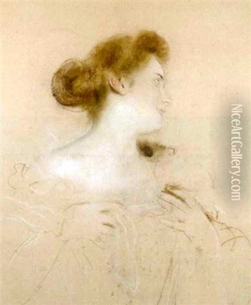 Portrait Der Cara Von Goldammer Oil Painting - Franz Seraph von Lenbach