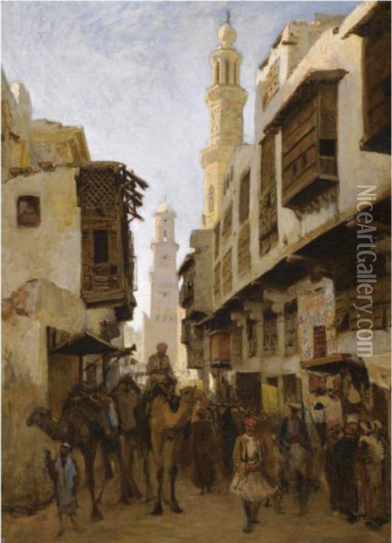 Street Scene In Cairo Oil Painting - Nikolai Makowski