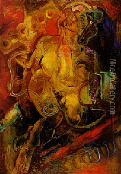 Femme Nue Oil Painting - Vladimir Davidovich Baranoff-Rossine