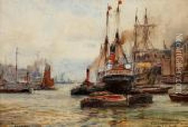 Wapping Reach, London Oil Painting - William Harrison Scarborough
