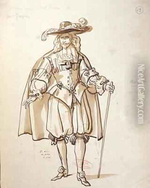 Costume design for an 1847 production of Don Juan Oil Painting - Achille-Jacques-Jean-Marie Deveria