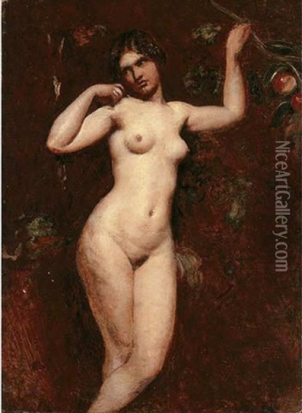 Female Nude Beside An Apple Tree Oil Painting - William Etty