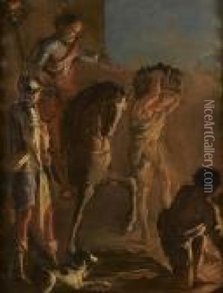Cavaliers Pres D'un Feu Dans Un Campement Oil Painting - Sebastiano Ricci