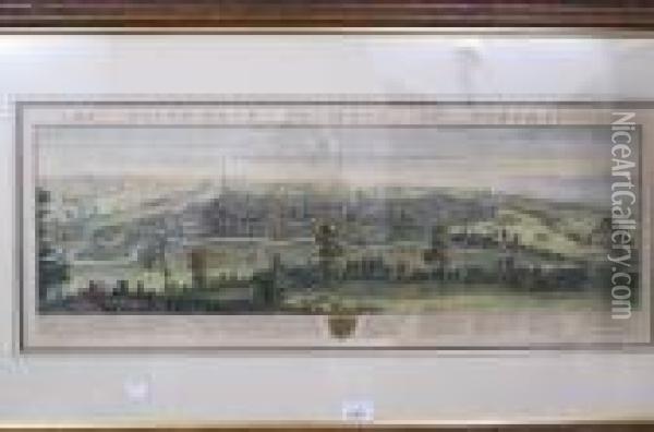 The South West Prospect Of Northampton, A Panoramic View Oil Painting - Samuel