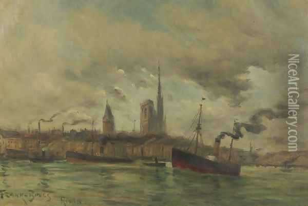 Harbour at Rouen Oil Painting - Frank Myers Boggs