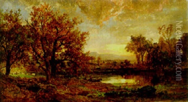 Autumn On Greenwood Lake Oil Painting - Jasper Francis Cropsey