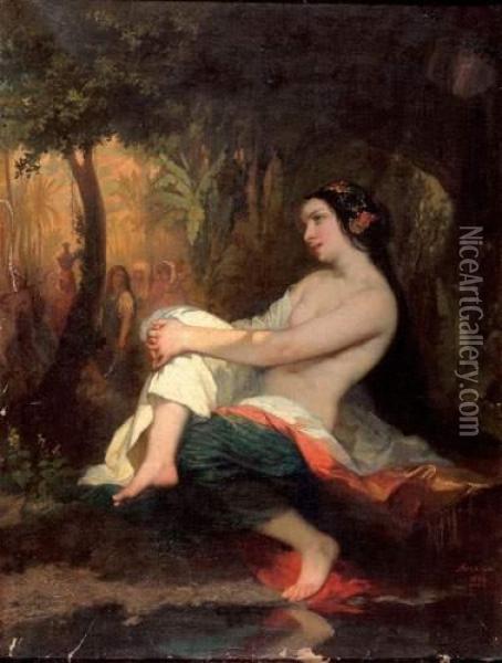  Femme Au Bain  Oil Painting - Auguste Barthelemy Glaize