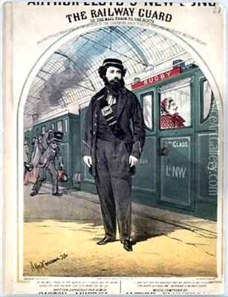 The Railway Guard cover of the sheet music for a popular Victorian song by C Plowman Oil Painting - Alfred Concanen