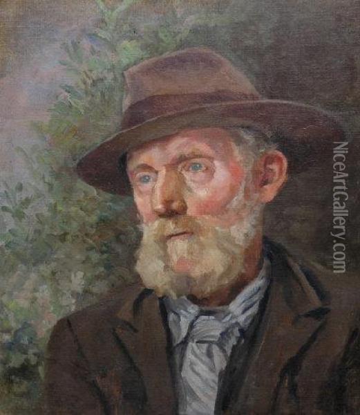 Head Of A Bearded Man. Oil Painting - Stanhope Alexander Forbes