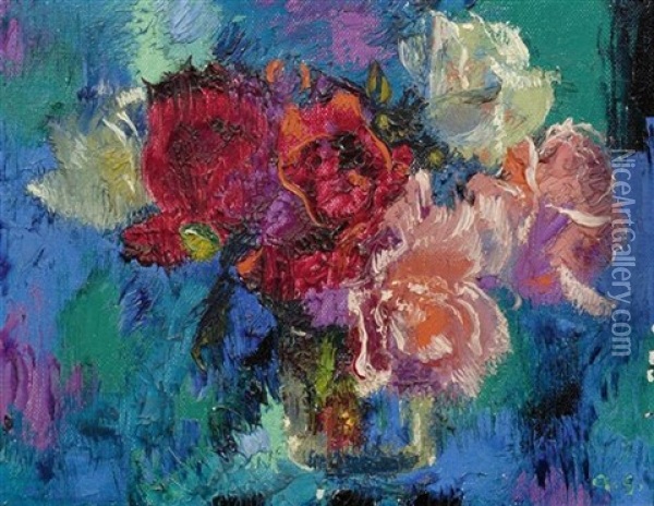 Kleine Rosen Oil Painting - Augusto Giacometti