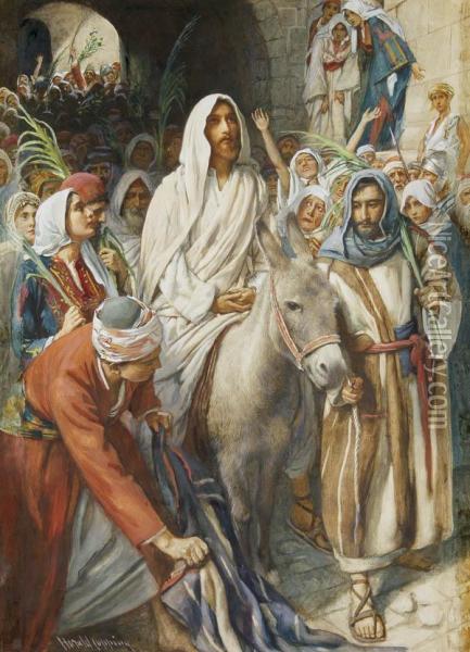 Christ's Entry Into Jerusalem Oil Painting - Harold Copping