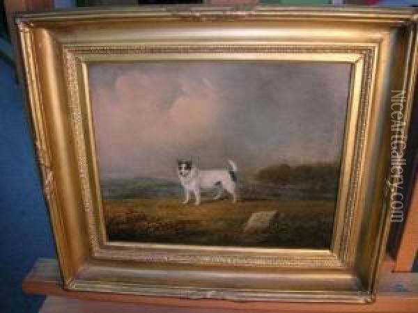 A Fox Terrier In A Highland Landscape Oil Painting - Henry Bernard Chalon