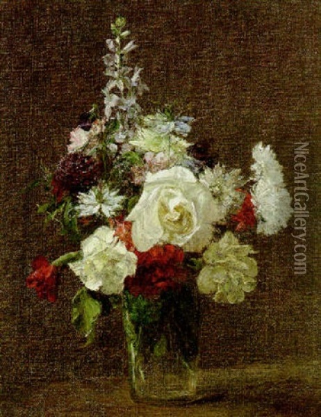 Fleurs Melees Oil Painting - Henri Fantin-Latour
