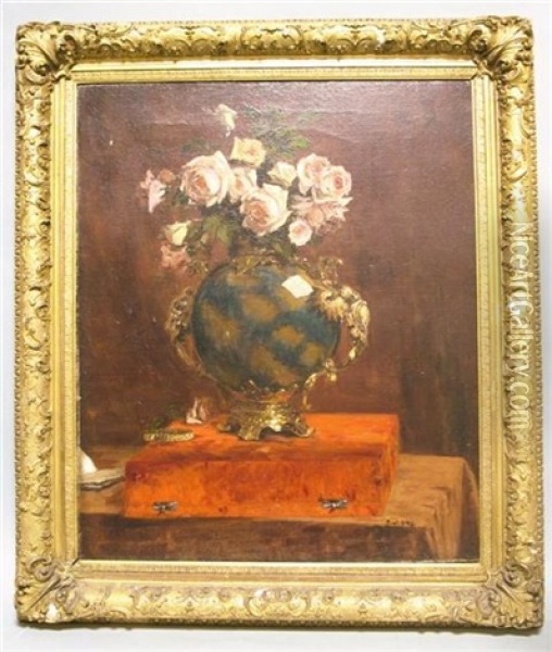 Still Life With Roses Oil Painting - Silas Jerome Uhl