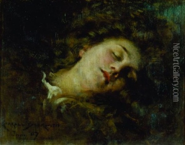 Sleeping Woman Oil Painting - James Carroll Beckwith