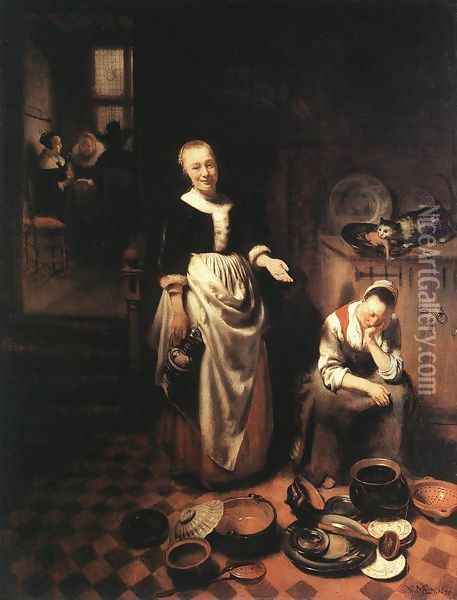 The Idle Servant 1655 Oil Painting - Nicolaes Maes
