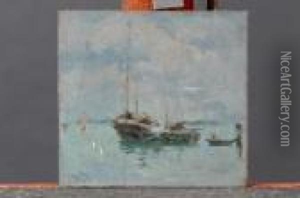 Barca In Laguuna Oil Painting - Antonio Maria de Reyna