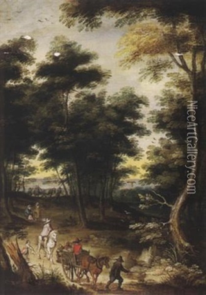 Reisende Auf Einem Waldweg Oil Painting - Jan Brueghel the Elder