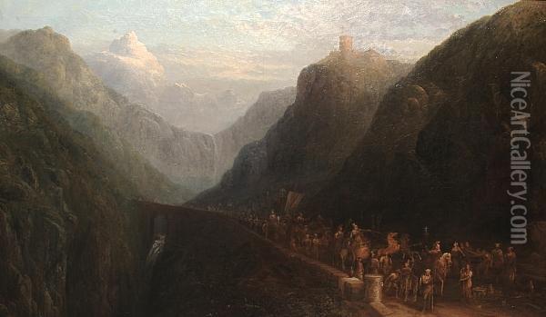 'alexander The Great Crossing The Alps'. Oil Painting - Sydney Herbert